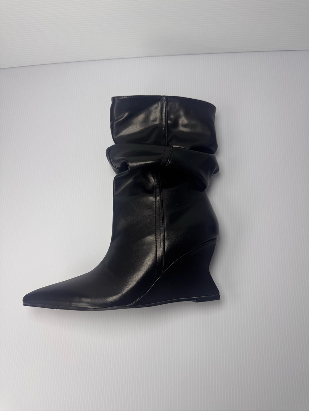 🖤✨ Azalea Wang ASAF Slouch Wedge Ankle Boots – Black ✨🖤 - Picture 3 of 7